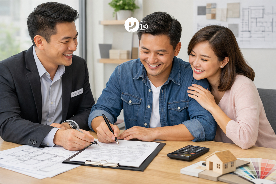Tips for Working with a Contractor: From Hire to Final Pay 3 A positive contract signing for a home renovation, illustrating one of the key tips for working with a contractor.