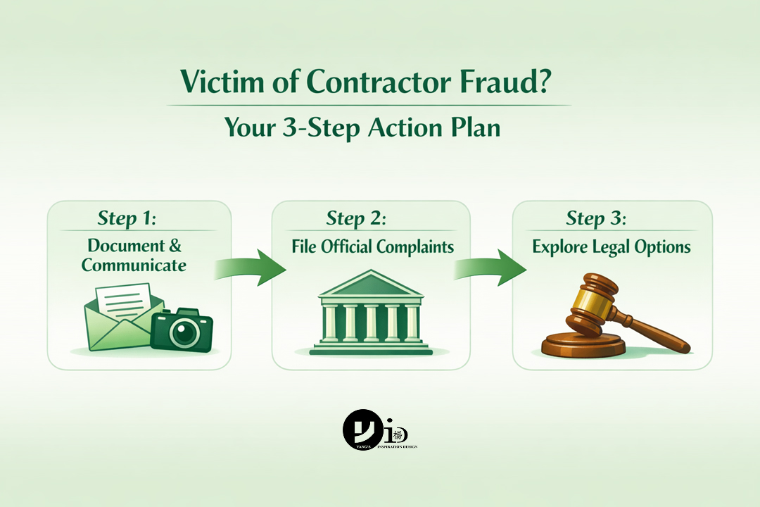 12+ Tips for Avoiding Contractor Fraud (2026 Checklist) 4 A flowchart showing the steps to take after being scammed by a contractor, providing a clear action plan.