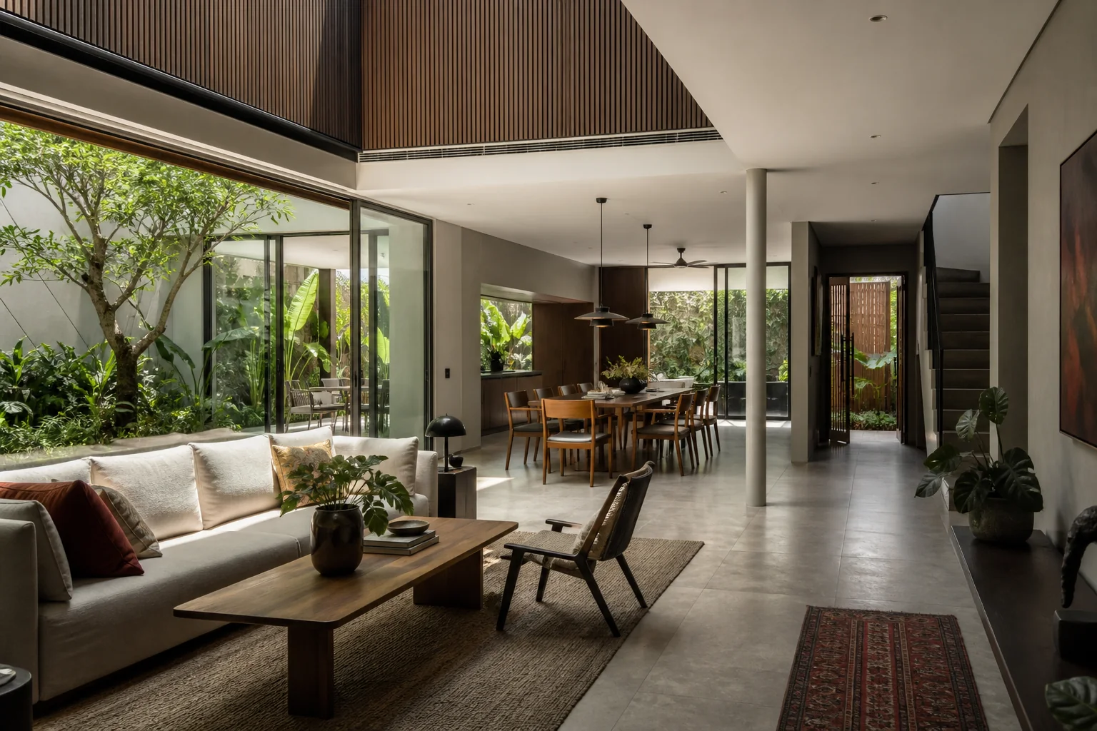 Landed Property Types in Singapore: How Interior Design Differs by House Type 2 Open-plan landed home interior showing layout zoning and indoor-outdoor connection
