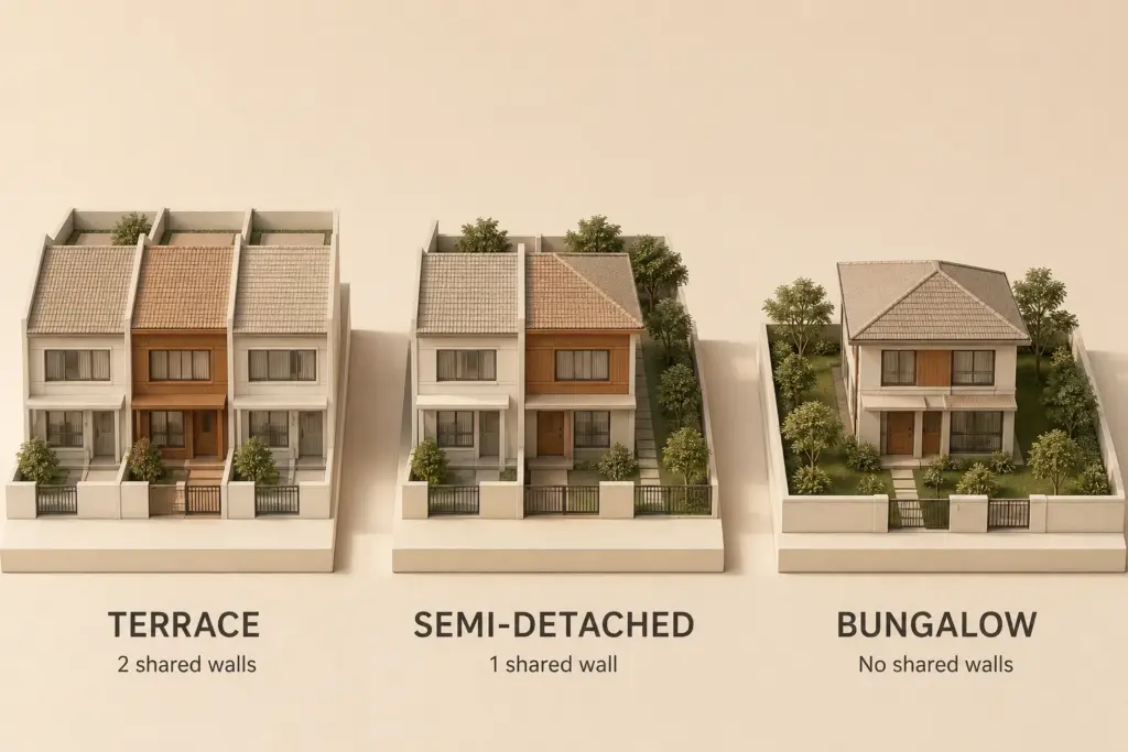 terrace vs semi-detached vs bungalow house