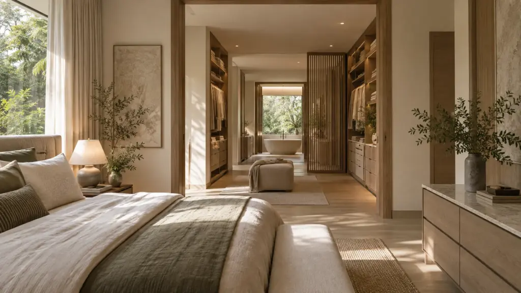 master suite and walk-in wardrobe design