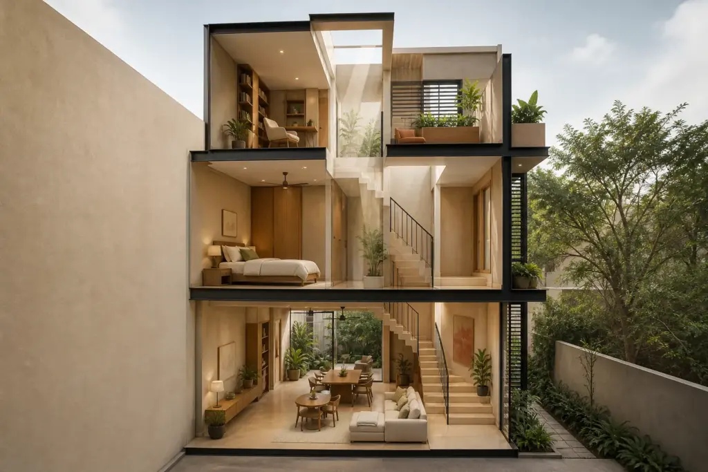 townhouse or zero-lot-line landed interior design