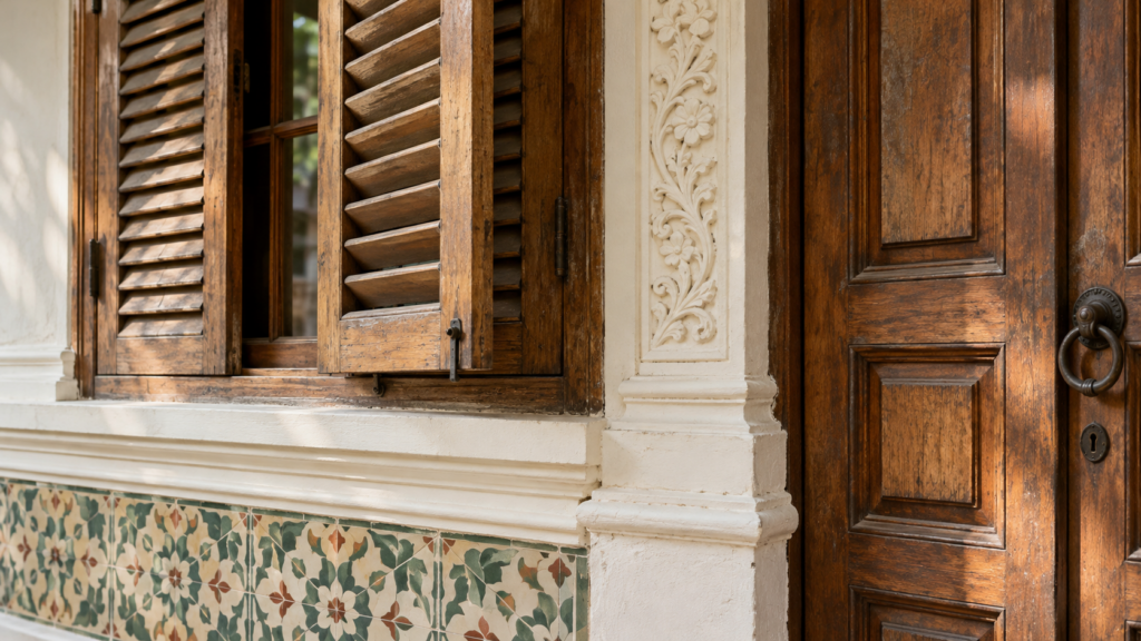 Conservation Guidelines for Shophouses: A Singapore Renovation Guide 2 Close view of timber shutters and a door showing retained material character