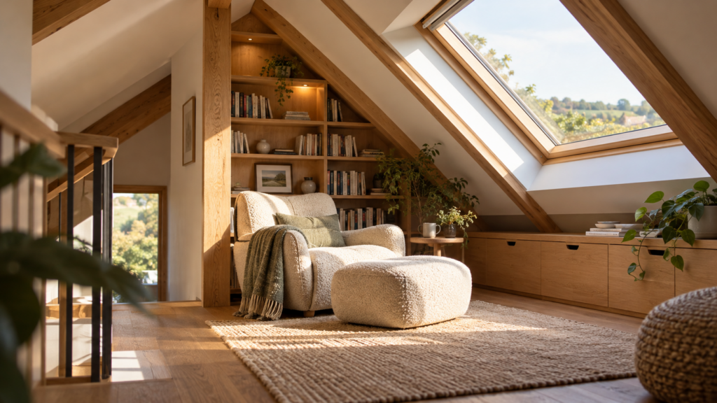 Envelope Control Guidelines in Singapore: Planning a Landed House 2 Attic reading space beneath a sloping roof with integrated storage